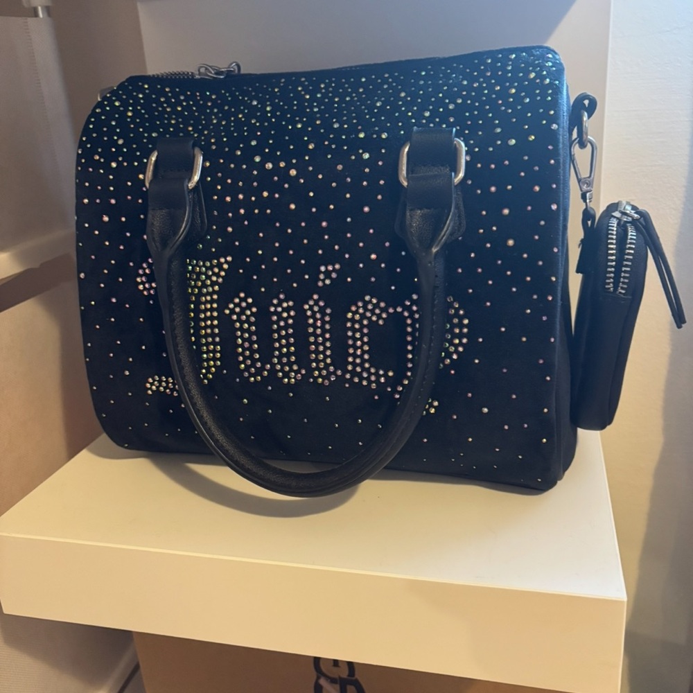 Juicy Couture Black and Multicolor Studded Satchel